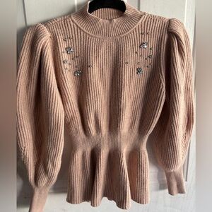 Alice Blue Embellished Blush Sweater